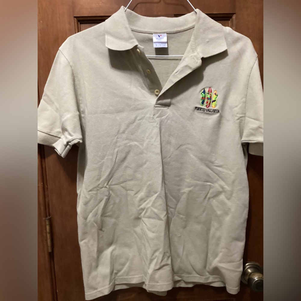 YAZBEK tan PUESTO VALLARTA polo golf shirt nice pre worn